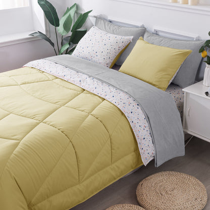 KASENTEX 5 Piece Bed in A Bag Premium Brushed Microfiber Comforter Bedding Set ??Reversible with Down Alternative Filling and Attractive Colors - Kasentex