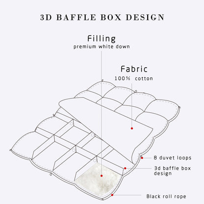 Kasentex Black Piped Edge Ultra Soft Warm Winter Heavy Weights Down Comforter, White