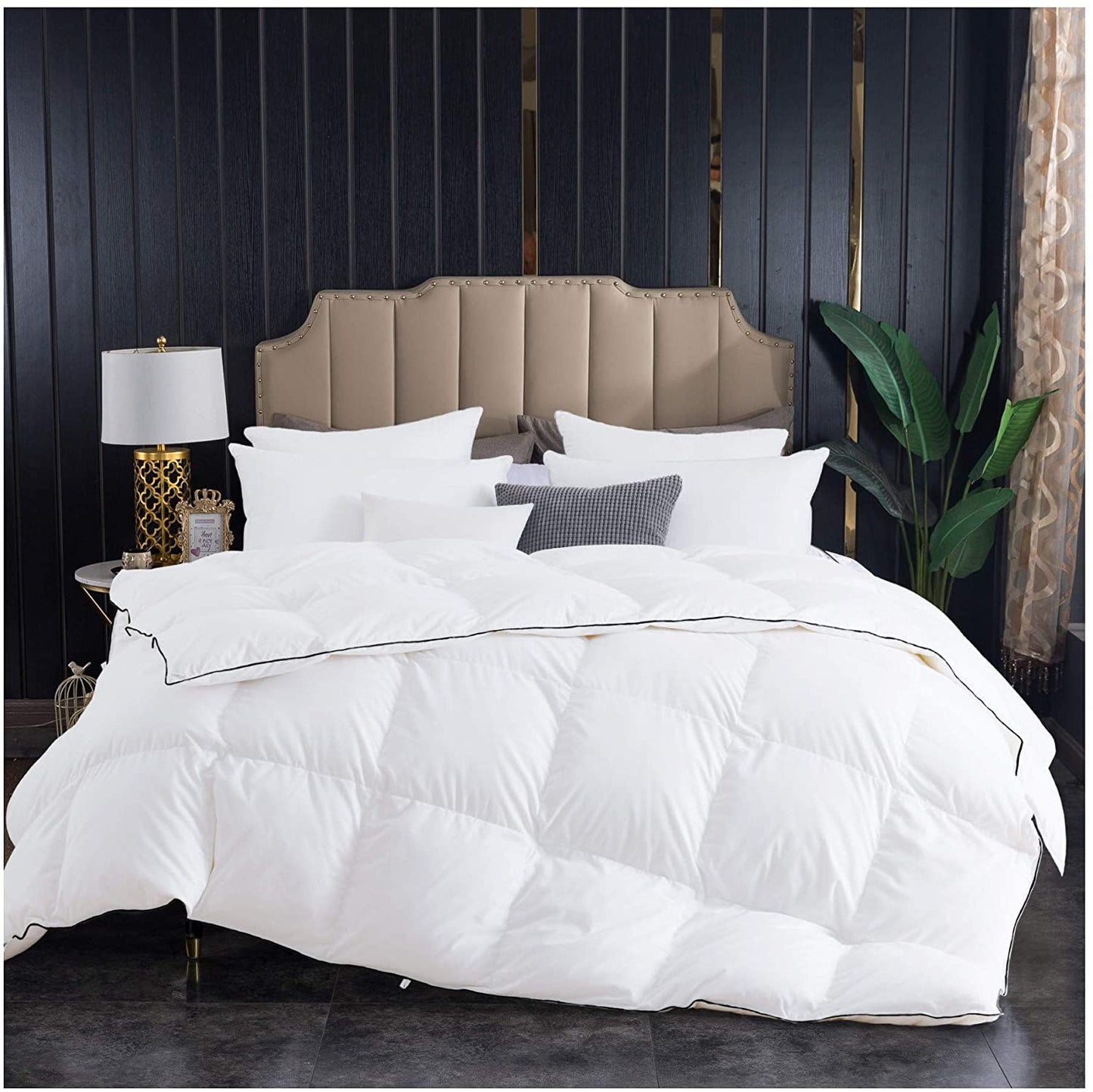 Black Piped Edge Down Comforter