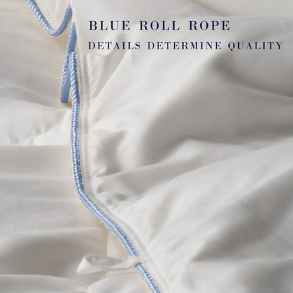 Kasentex Ultra Soft Blue Piped Edge Warm Winter Heavy Weights Down Comforter, White