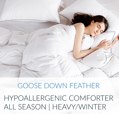 Kasentex Ultra Soft Blue Piped Edge Warm Winter Heavy Weights Down Comforter, White