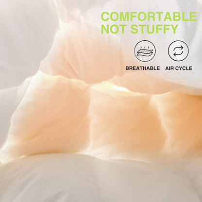 Kasentex Ultra Soft Green Piped Edge Warm Heavy Weights Down Comforter, White, Room Decor, Graduation Gifts