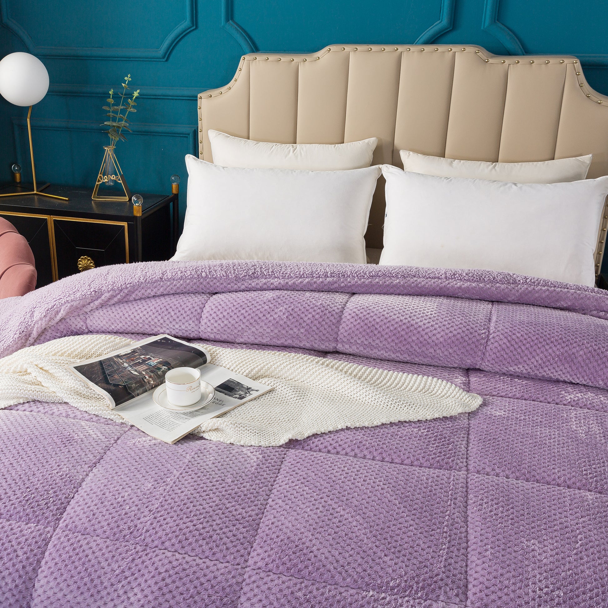 soft sherpa comforter warm kasentex ugg fluffy plush best bedding purple