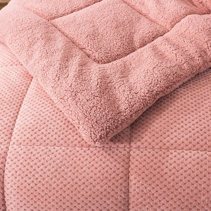 Kasentex Ultra Soft All Season Reversible Plush Sherpa Lined Comforter, Sunset Rose, Twin, Queen, King