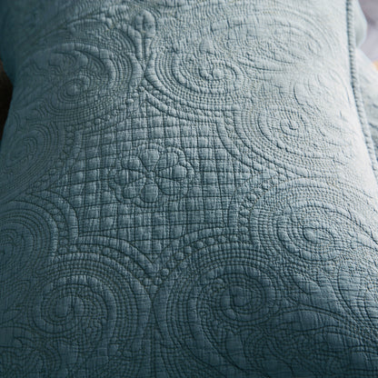 Kasentex 100% Cotton Floral Design Embroidered Throw Pillow, Blue or Brown