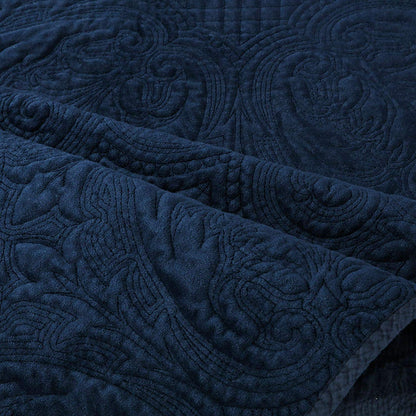 Kasentex Stonewashed Embroidered Floral Design Quilt Set with Pillow Shams, Grey or Blue