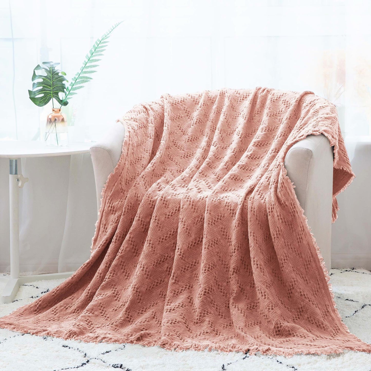 Kasentex All Season Cozy 100% Cotton Knitted Throw Blanket - Kasentex