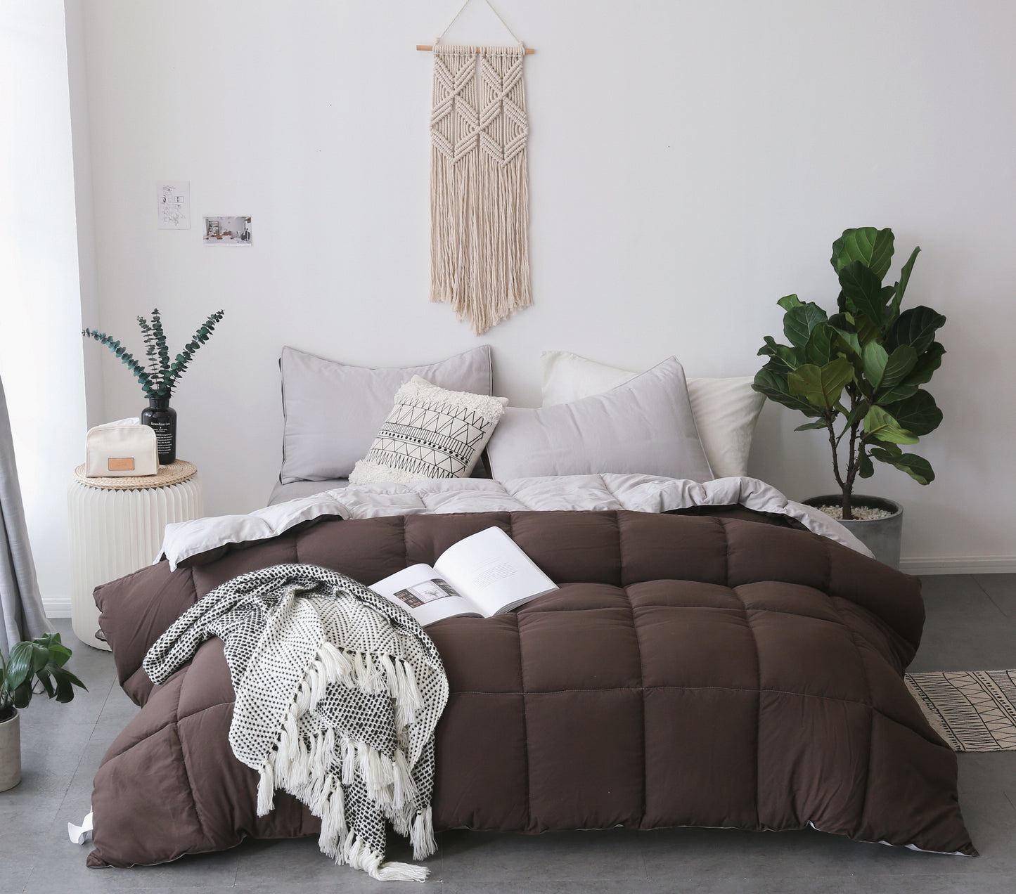 fall-bedding-soft-reversible-comforter-set-brown-silver