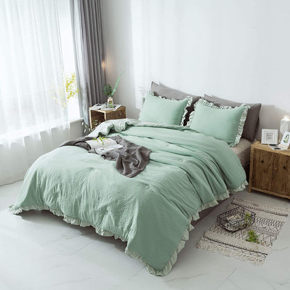 Kasentex Ultra Soft Quilted Comforter Set with Ruffled Trim Edge, Peach Rose, Room Decor, Graduation Gifts