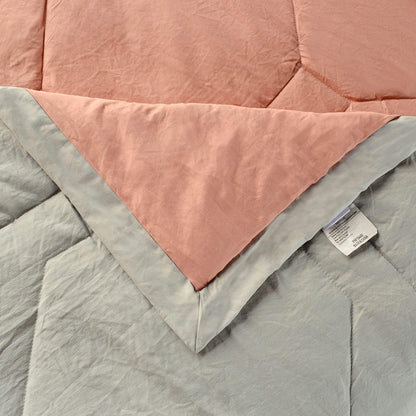 Kasentex Ultra Soft Quilted Comforter Set with Ruffled Trim Edge, Peach Rose, Room Decor, Graduation Gifts