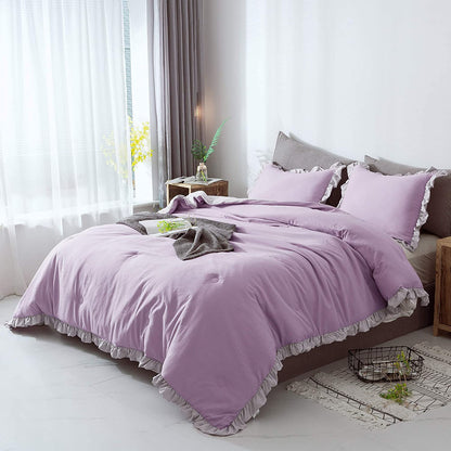 Kasentex Ultra Soft Quilted Comforter Set with Ruffled Trim Edge, Peach Rose, Room Decor, Graduation Gifts